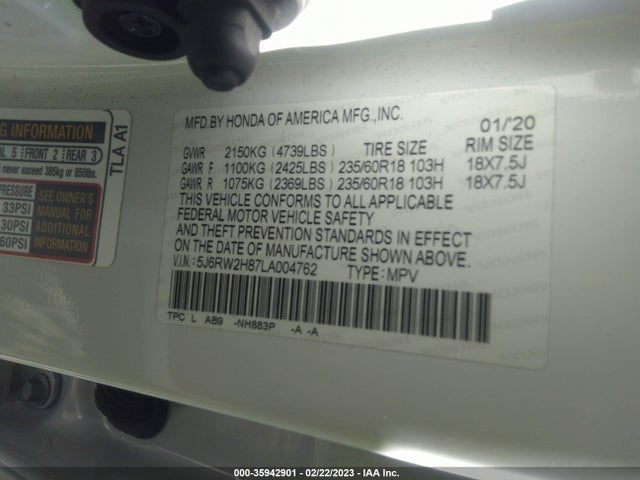 Honda Cr-v Ex-l 2020 5J6RW2H87LA004762 Image 10