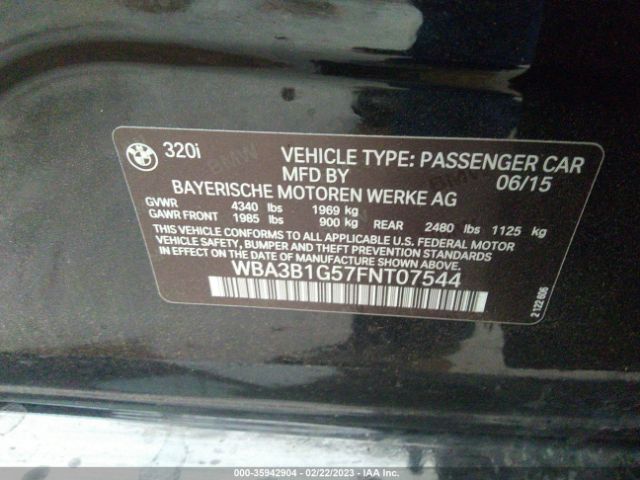 WBA3B1G57FNT07544 BMW 3 Series 320i