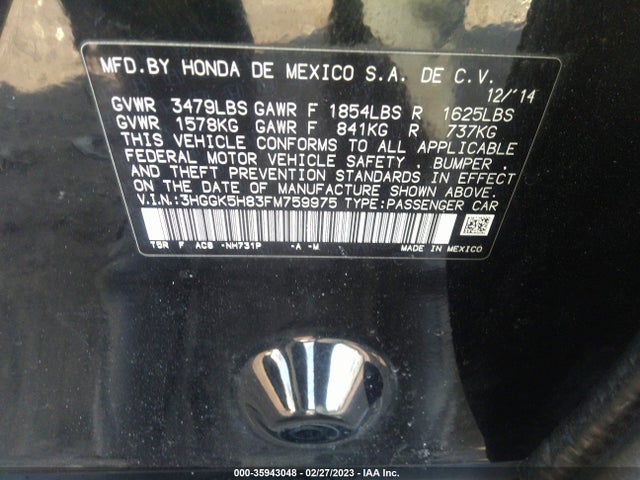 Honda Fit 2015 3HGGK5H83FM759975 Image 9