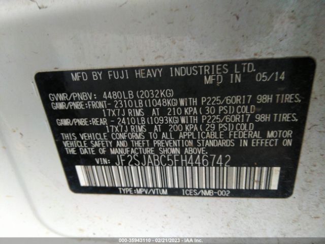 JF2SJABC5FH446742 Subaru Forester 2.5i