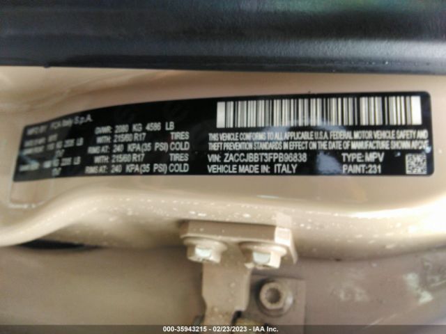 ZACCJBBT3FPB96838 Jeep Renegade Latitude