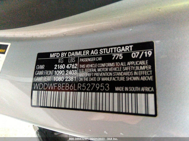 2020 Mercedes-Benz C-Class, VIN: WDDWF8EB6LR527953