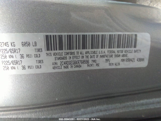 Dodge Grand Caravan Gt 2019 2C4RDGEG6KR760596 Image 9
