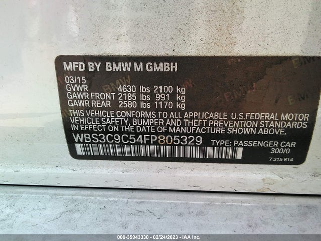 2015 BMW M3, VIN: WBS3C9C54FP805329
