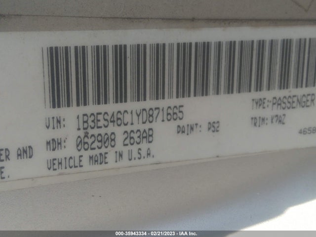 Dodge Neon Highline 2000 1B3ES46C1YD871665 Image 10