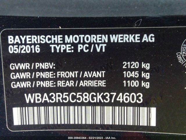 WBA3R5C58GK374603 BMW 4 Series 435i Xdrive