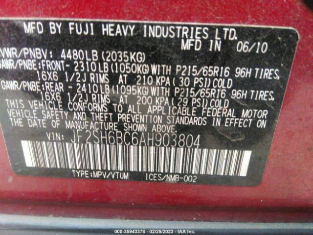 JF2SH6BC6AH903804 Subaru Forester 2.5x