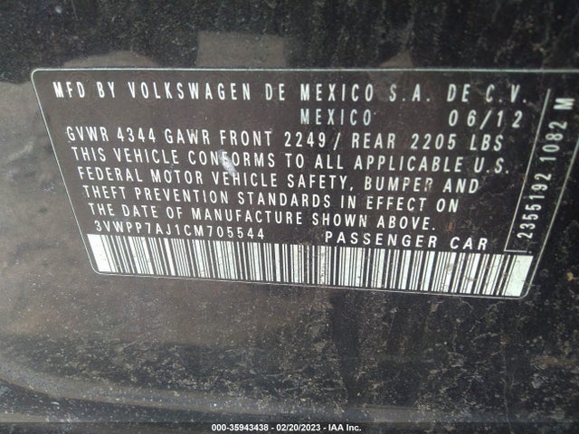 Volkswagen Jetta S/se 2012 3VWPP7AJ1CM705544 Image 10