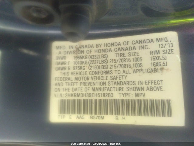 Honda CR-V LX 2014 2HKRM3H39EH518260 Image 9