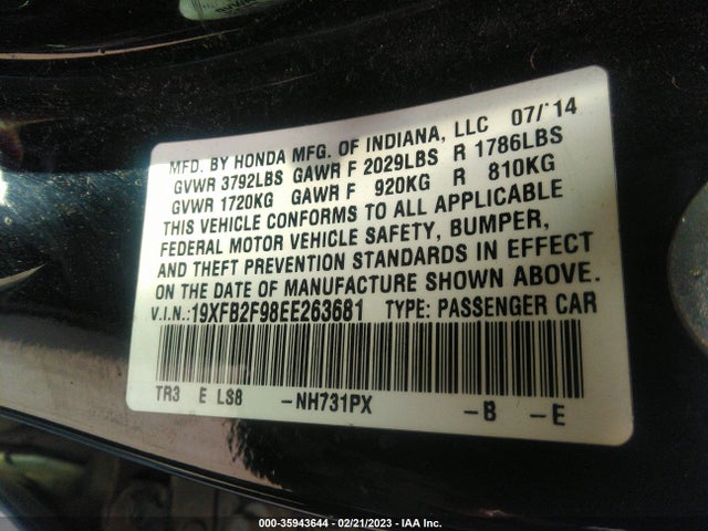 Honda Civic Sedan Ex-l 2014 19XFB2F98EE263681 Image 9