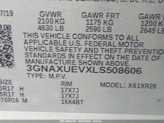 Chevrolet EQUINOX LT 2020 3GNAXUEVXLS508606 Image 9