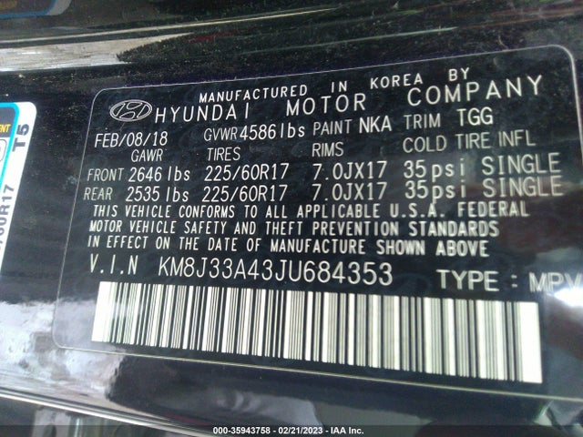 Hyundai TUCSON SEL 2018 KM8J33A43JU684353 Image 11