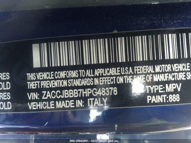 ZACCJBBB7HPG48378 Jeep Renegade Latitude