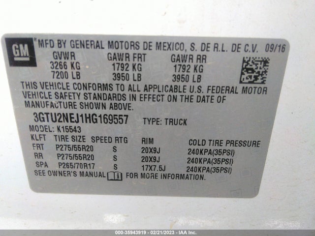 2017 GMC Sierra, VIN: 3GTU2NEJ1HG169557