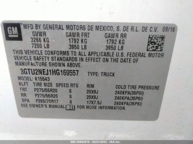 3GTU2NEJ1HG169557 GMC Sierra 1500 Slt