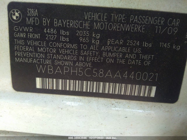 BMW 3 Series 328i 2010 WBAPH5C58AA440021 Image 9
