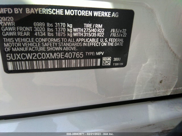 BMW X7 Xdrive40i 2021 5UXCW2C0XM9E40765 Image 9