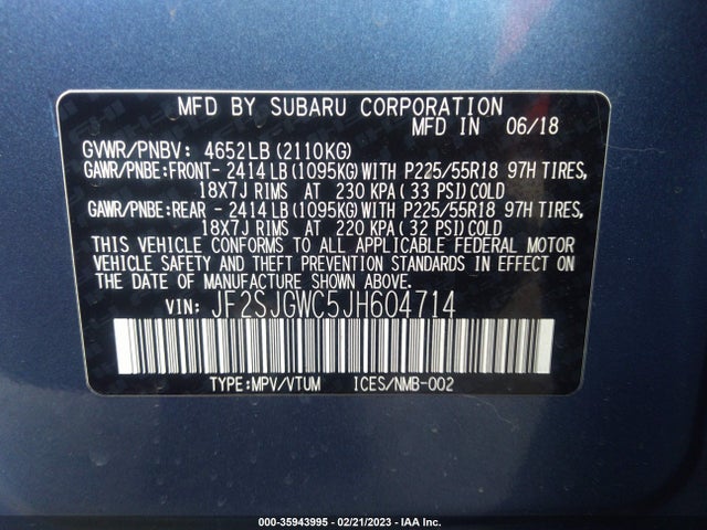 2018 Subaru Forester, VIN: JF2SJGWC5JH604714
