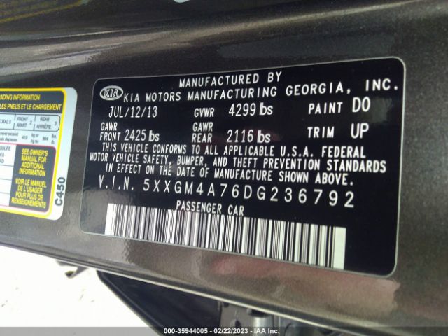 5XXGM4A76DG236792 KIA Optima Lx
