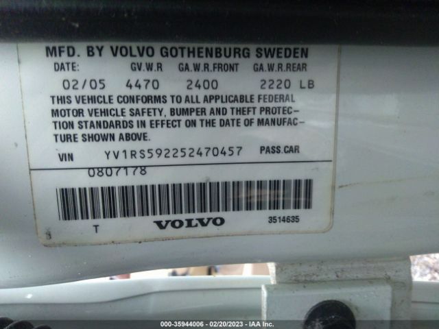 YV1RS592252470457 Volvo S60