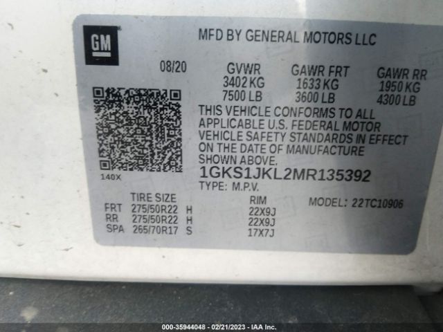 1GKS1JKL2MR135392 GMC YUKON XL DENALI