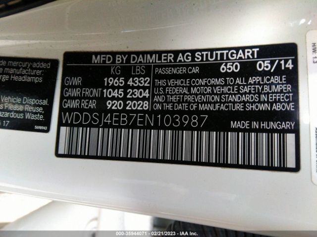 WDDSJ4EB7EN103987 Mercedes-Benz Cla-class Cla 250