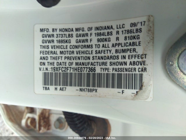 Honda Civic Sedan Ex 2017 19XFC2F71HE077366 Image 9