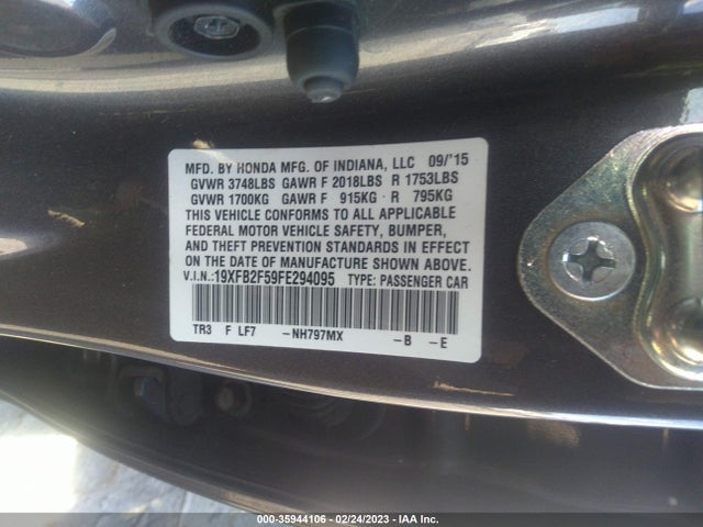 Honda Civic Sedan Lx 2015 19XFB2F59FE294095 Image 9