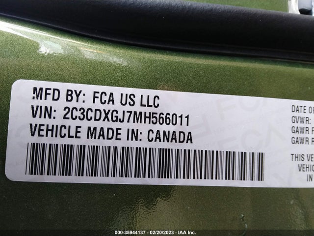 2021 DODGE CHARGER SCAT PACK WIDEBODY VIN: 2C3CDXGJ7MH566011