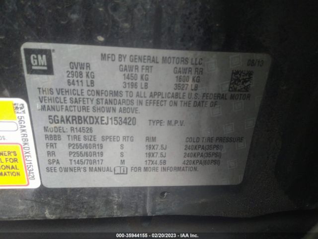 5GAKRBKDXEJ153420 Buick Enclave Leather