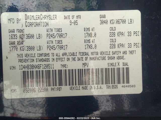 Dodge Durango Sxt 2006 1D4HB38NX6F120511 Image 10