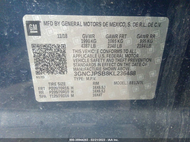 Chevrolet Trax Lt 2019 3GNCJPSB8KL236488 Image 11
