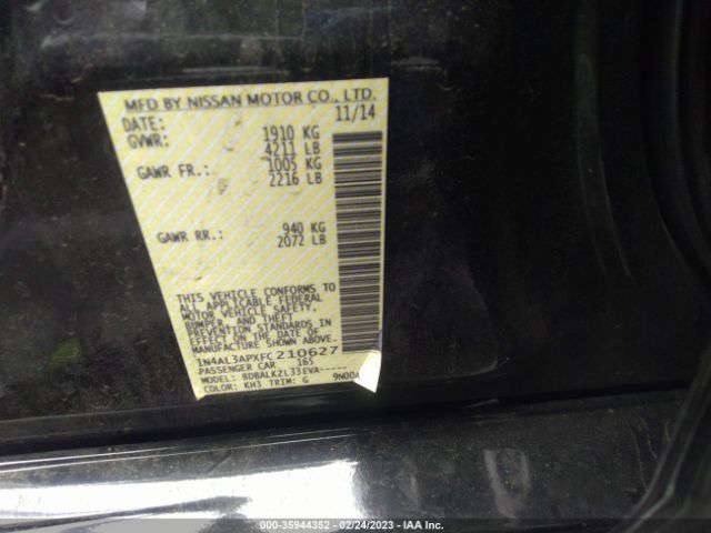 1N4AL3APXFC210627 Nissan Altima 2.5 Sv