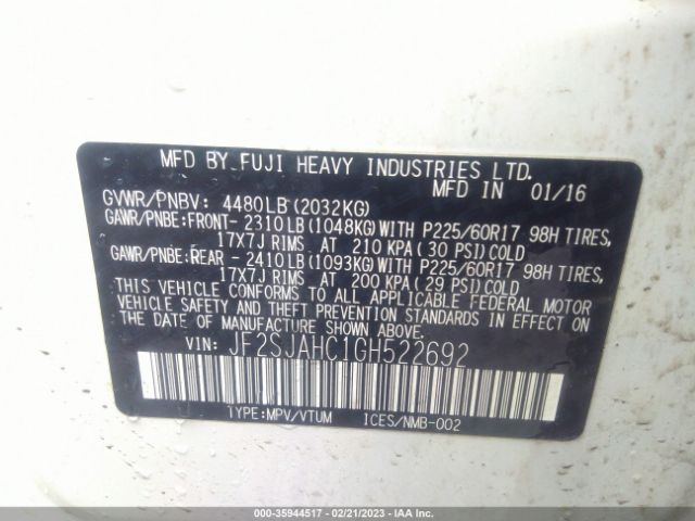 JF2SJAHC1GH522692 Subaru Forester 2.5i Limited