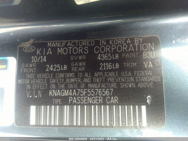 KNAGM4A75F5576567 KIA Optima Lx