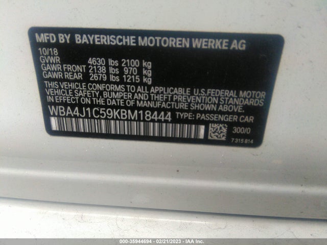 BMW 4 Series 430i 2019 WBA4J1C59KBM18444 Image 9