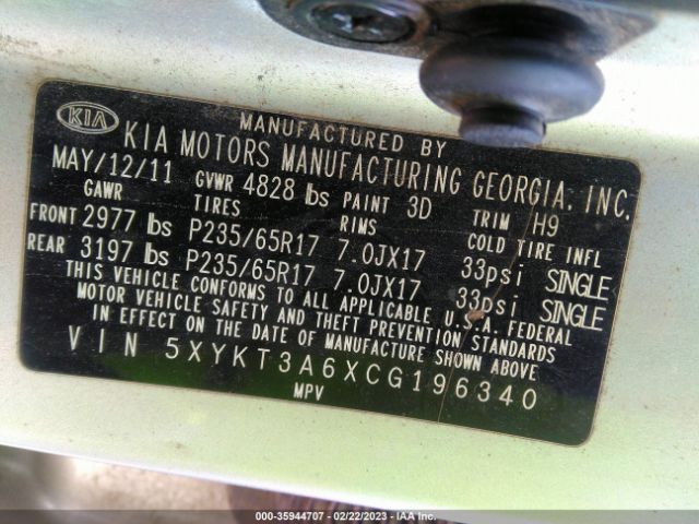 5XYKT3A6XCG196340 KIA SORENTO LX