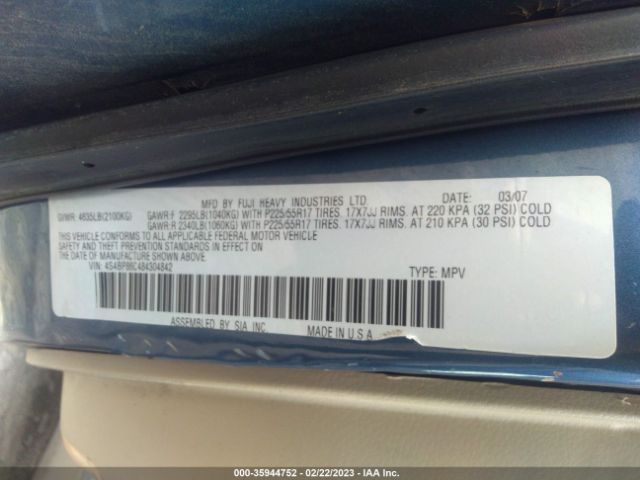 4S4BP86C484304842 Subaru Outback 3.0r Ll Bean