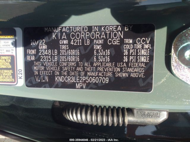 KNDCR3LE2P5060709 KIA NIRO EX