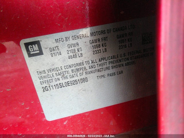 Chevrolet lkw 2014 2G1115SL0E9251080 Image 21