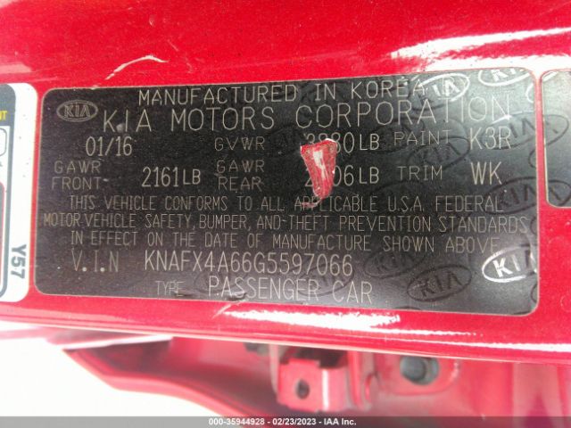 KNAFX4A66G5597066 KIA FORTE LX