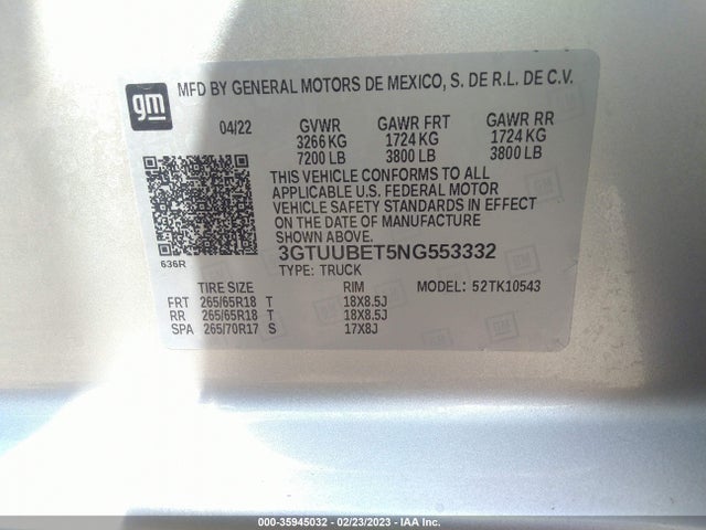 GMC Sierra 1500 Sle 2022 3GTUUBET5NG553332 Image 9