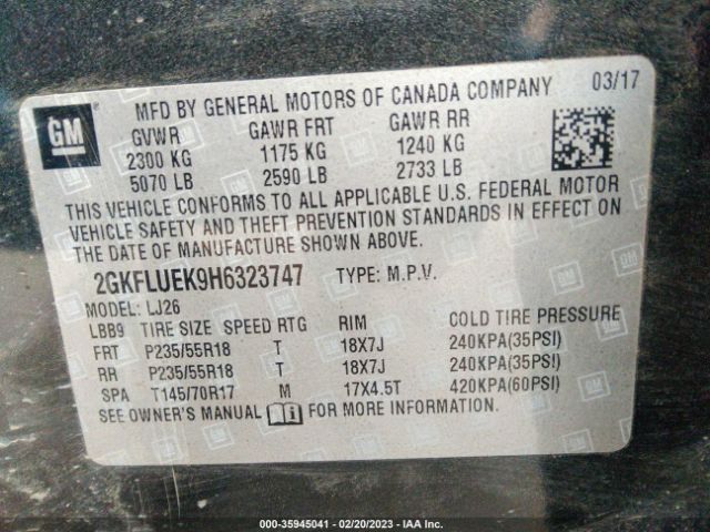 2GKFLUEK9H6323747 GMC Terrain Slt
