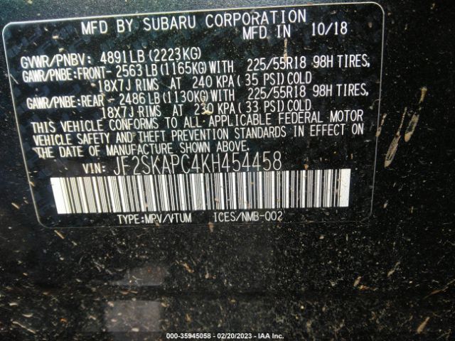 JF2SKAPC4KH454458 Subaru Forester Sport