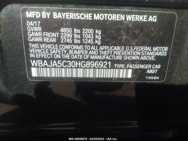 WBAJA5C30HG896921 BMW 5 Series 530i