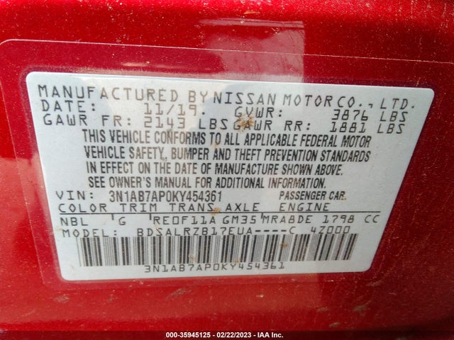 Nissan SENTRA SR 2019 3N1AB7AP0KY454361 Image 9