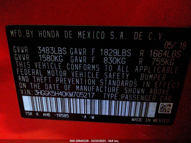 Honda FIT LX 2019 3HGGK5H40KM705217 Image 10