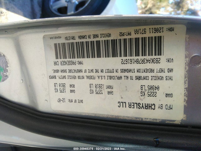 2008 DODGE CHARGER VIN: 2B3KA43R78H161672