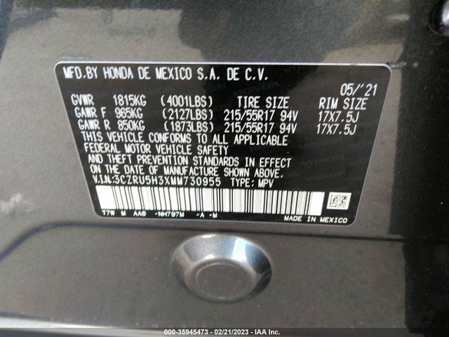 Honda HR-V LX 2021 3CZRU5H3XMM730955 Image 10