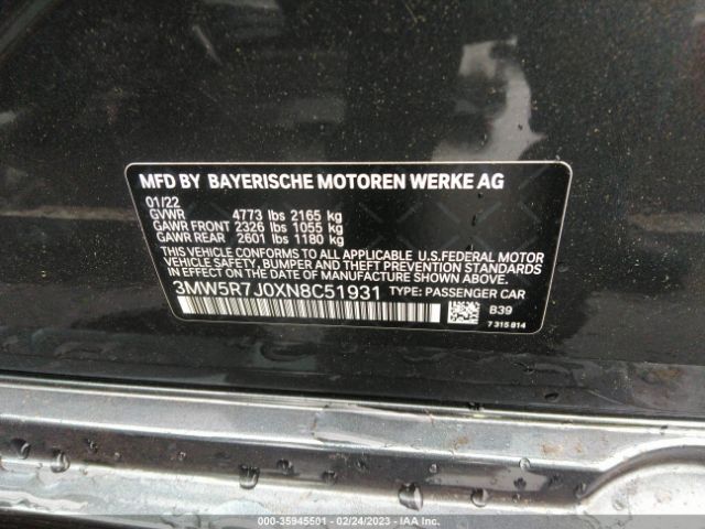 3MW5R7J0XN8C51931 BMW 3 Series 330i Xdrive